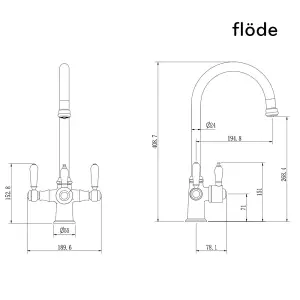 flode korsa Traditional Cruciform Style 3 in 1 Instant Boiling Tap White Ceramic Levers Gun Metal Finish