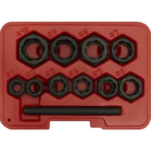 11 Piece Spanner Type Bolt Extractor Set - Reverse Spiral Flutes - Low Profile