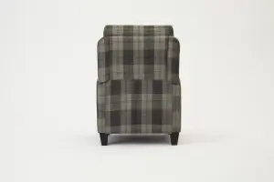 Lennox High Back Recliner Armchair Grey Tartan Chair