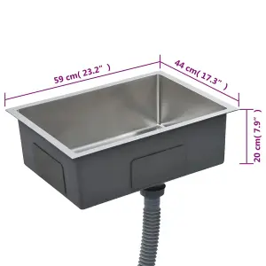 vidaXL Handmade Kitchen Sink Stainless Steel