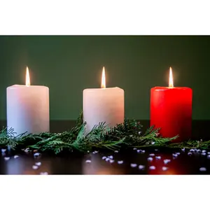 Pillar Candles, Pack of 8, Unscented, Long Burning Time, 10 x 5 cm / 4 x 2 in (Red, Metallic)