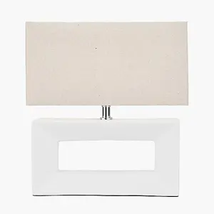 Block White Ceramic Rectangular Table Lamp