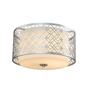 Luminosa Ziggy 2 Light Cylindrical Pendant Ceiling Light, Lacquered Silver