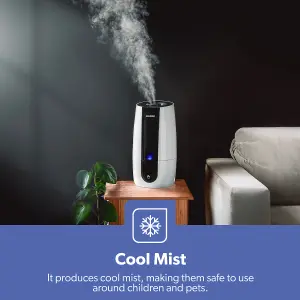 GEEPAS Humidifier for Bedroom, 2.6L Top Fill Cool Mist Large Room, 360 Rotatable, Night Light With Auto Mode