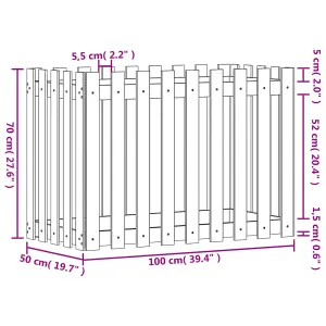 Berkfield Garden Raised Bed with Fence Design White 100x50x70 cm Solid Wood Pine