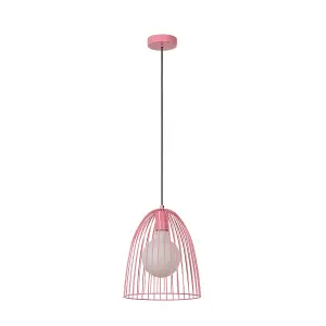 Lucide Macarons Retro Pendant Light 24.5cm- 1xE27 - Pink