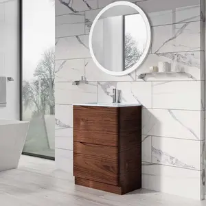 Stanhope 600mm Single Bathroom Vanity with Integrated Glass Basin White