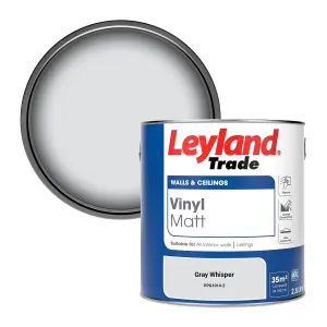 Leyland Trade Vinyl Matt Walls & Ceilings Emulsion Paint Gray Whisper (PPG1014-2) 2.5L