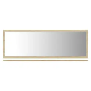 Dorlene Framed Wall Mounted Bathroom Mirror White And Sonoma Oak / 90 cm