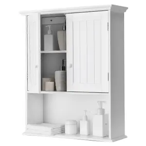 Costway Bathroom Storage Cabinet Wall Mounted Vanity Storage Cupboard w/ Adjustable Shelf