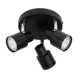 First Choice Lighting Irwin Black 3 Light IP44 Bathroom Round Spotlight