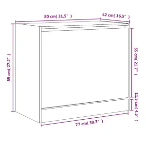 Shoe Cabinet Grey Sonoma 80x42x69 cm Engineered Wood