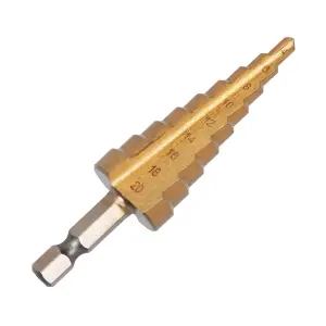 UK Drills HSS Step Drill Bit Titanium Coated 4-20mm 9 Steps Drill Bit Set for Drilling on Hard Metal, Stainless Steel, Cast Iron