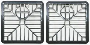 Pack of 2 Square Gulley Grid Drain Cover Grate Lid. Heavy Duty PVC. 150mm x 150mm / 6 Inch. Black