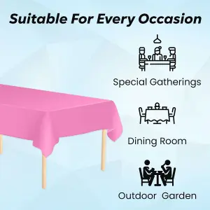 Hot Pink Plastic Table Cover, Disposable Wipe Clean Waterproof Tablecloth - 54"x108"