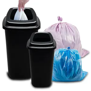 Home Centre Plastic Recycling Kitchen Office Waste Bin 28 Litre Black Open Touchless Rim