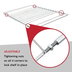 SPARES2GO Universal Adjustable Extendable Oven Cooker Grill Shelf With Locking Nut Design (360mm - 590mm) x 2 Shelves