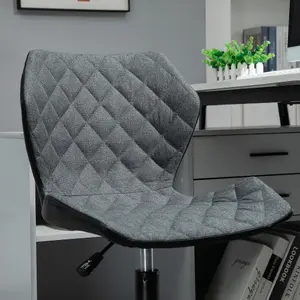 HOMCOM Home Office Swivel Desk Chair Nylon Wheels Adjustable Height Linen Grey