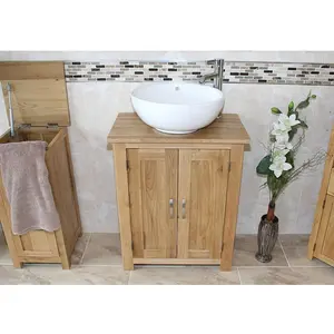 Dominic Solid Oak 650mm Free-Standing Vanity Unit