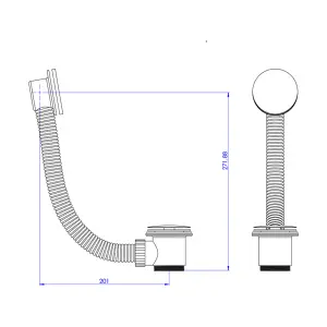 Aquadry Black Brass & plastic Sprung Unslotted Waste & overflow (Dia)60mm