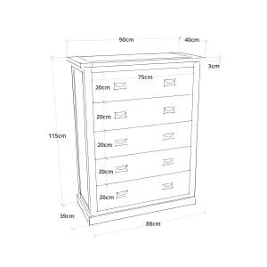 Cosenza 5 Drawer Chest of Drawers Bras Drop Handle