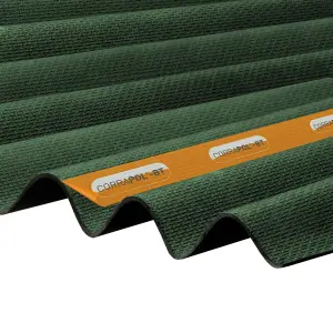 Corrapol Green Bitumen Corrugated Roofing sheet (L)2m (W)930mm (T)2mm