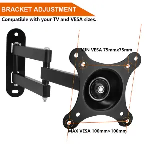 SunDaze Monitor TV Wall Mount Bracket Swivel & Tilt for 10" - 32" LED Curved QLED QE 4K LCD OLED SUHD UHD