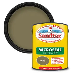 Sandtex Olive Matt Masonry paint, 5L Tub