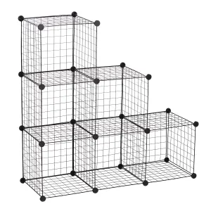 HOMCOM DIY 6 Cube Metal Wire Rack Interlocking Storage Cabinet Organiser Display