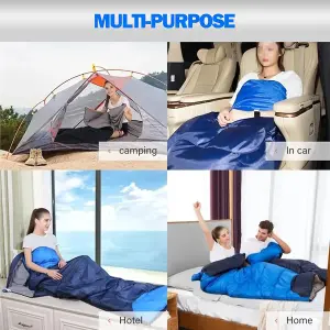 Sleeping Bags Adults 3 Season Backpacking Waterproof Hiking Camping Waterproof - Sky Blue