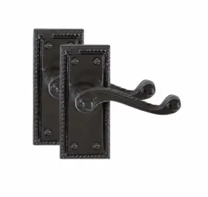 1 Pair of Matt Black Georgian Lever Latch Door Handles 107mm x 48mm - Golden Grace