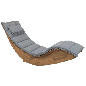 Sun Lounger with Cushion Wood Grey BRESCIA