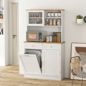 Costway Kitchen Buffet Freestanding Kitchen Pantry Storage Cabinet Cupboard w/ 4 Doors