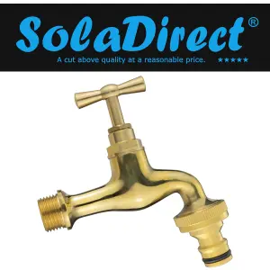 Garden Tap Faucet Mixer, Solid Brass, Polished, 1/2" BSPM with Quick Release Hose Connector