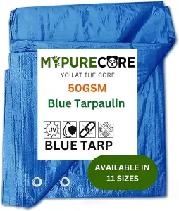 Large Blue Tarpaulin in Various Sizes Durable, Water, UV Resistant Tarp Plastic Sheet - Ground Sheet for Versatile Use 4m x 4m