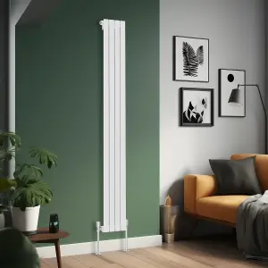 Right Radiators 1800x272 mm Vertical Single Flat Panel Designer Radiator White