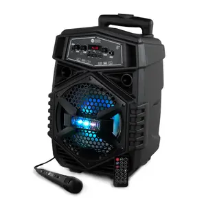 WICKED GIZMOS 8" Rechargeable Portable LED Trolley Speaker with Microphone and Remote