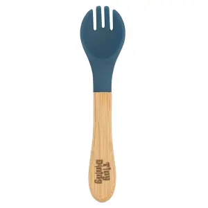 Bamboo Baby Weaning Fork with Silicone Tip - Navy Blue