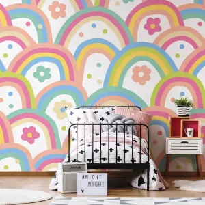 Origin Murals Rainbow Wobble Pink Matt Smooth Paste the Wall Mural 300cm wide x 240cm high