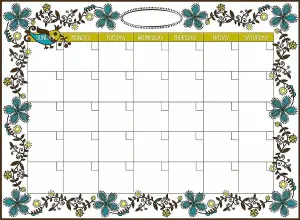 Wallpops Floral Large Self-Adhesive Dry Erase Write On Monthly Wall Calendar