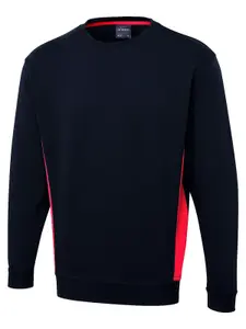 Uneek - Unisex Two Tone Crew New Sweatshirt/Jumper - 60% Cotton 40% Polyester - Navy/Red - Size 3XL