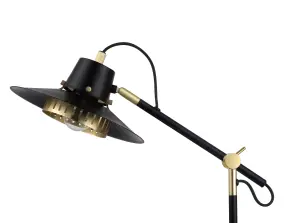 GoodHome Delagoa Industrial Matt Black & gold Table lamp