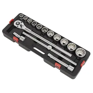 Sealey Socket Set 3/4" Square Drive 12-Point WallDrive 15 Pieces Metric AK2583