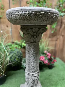 Roman Design very detailed Stone cast Birdbath