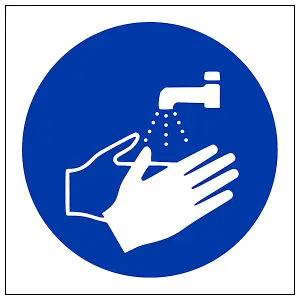 Wash Hands Logo Hygiene Catering Sign - Adhesive Vinyl - 200x200mm (x3)