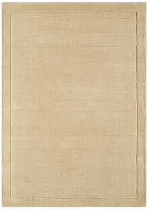 Handmade Rug, Wool Rug for Bedroom, Living Room, Easy to Clean Plain Rug, 9mm Thick Modern Beige Wool Rug-200cm X 290cm