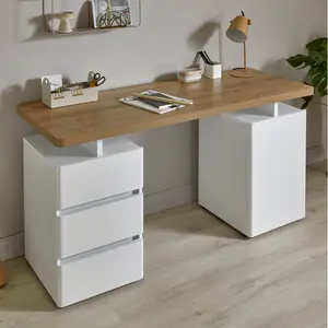 Ercie Desk White/Riviera Oak