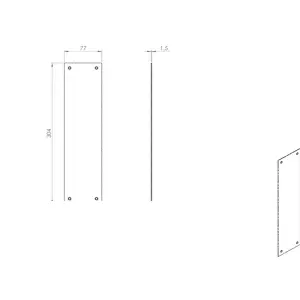 Flat 1.5mm Door Finger Plate 304 x 77mm Polished Brass Protective Push Plate