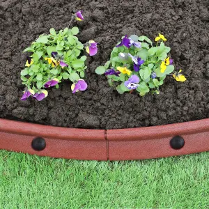 Flexible Lawn Edging Garden Border Grass Pathways Plot Flowerbed Raised Borders Rubber Artificial Terracotta Pack of 6x1.2m