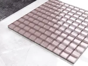 Glass mosaic on mesh for bathroom or kitchen 300mm x 300mm - Pink velvet